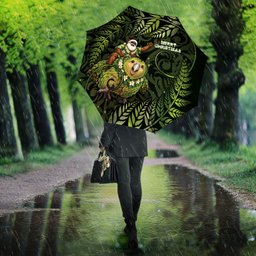 New Zealand Christmas Umbrella Santa Riding Kakapo Bird Silver Fern
