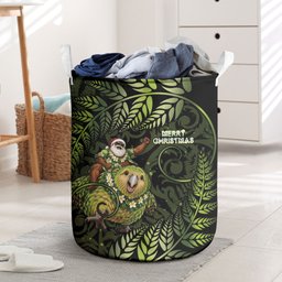 New Zealand Christmas Laundry Basket Santa Riding Kakapo Bird Silver Fern