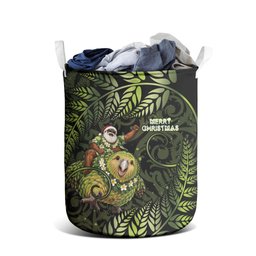 New Zealand Christmas Laundry Basket Santa Riding Kakapo Bird Silver Fern