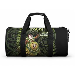 New Zealand Christmas Duffle Bag Santa Riding Kakapo Bird Silver Fern