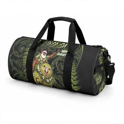 New Zealand Christmas Duffle Bag Santa Riding Kakapo Bird Silver Fern