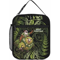 New Zealand Christmas Lunch Bag Santa Riding Kakapo Bird Silver Fern