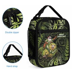 New Zealand Christmas Lunch Bag Santa Riding Kakapo Bird Silver Fern