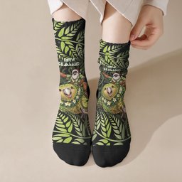 New Zealand Christmas Crew Socks Santa Riding Kakapo Bird Silver Fern