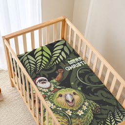 New Zealand Christmas Baby Bed Cover Santa Riding Kakapo Bird Silver Fern