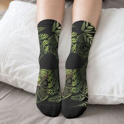 New Zealand Christmas Crew Socks Santa Riding Kakapo Bird Silver Fern