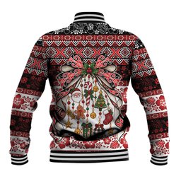 New Zealand Kowhaiwhai Taniko Christmas Bow Baseball Jacket Meri Kirihimete