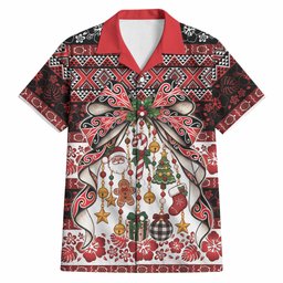 New Zealand Kowhaiwhai Taniko Christmas Bow Hawaiian Shirt Meri Kirihimete