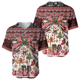 New Zealand Kowhaiwhai Taniko Christmas Bow Baseball Jersey Meri Kirihimete