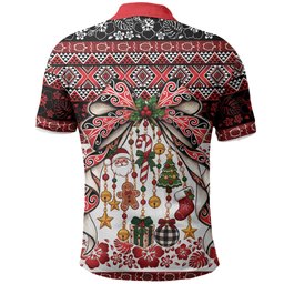New Zealand Kowhaiwhai Taniko Christmas Bow Polo Shirt Meri Kirihimete