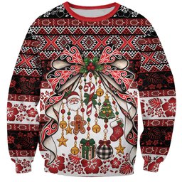 New Zealand Kowhaiwhai Taniko Christmas Bow Sweatshirt Meri Kirihimete