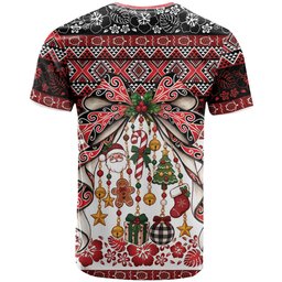 New Zealand Kowhaiwhai Taniko Christmas Bow T Shirt Meri Kirihimete