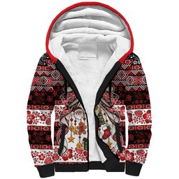 New Zealand Kowhaiwhai Taniko Christmas Bow Sherpa Hoodie Meri Kirihimete