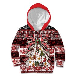 New Zealand Kowhaiwhai Taniko Christmas Bow Kid Hoodie Meri Kirihimete