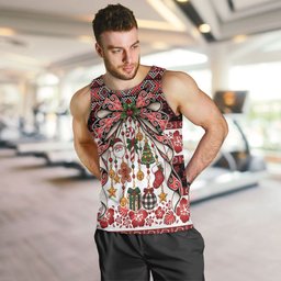 New Zealand Kowhaiwhai Taniko Christmas Bow Men Tank Top Meri Kirihimete
