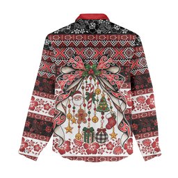 New Zealand Kowhaiwhai Taniko Christmas Bow Women Casual Shirt Meri Kirihimete