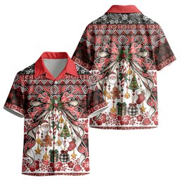 New Zealand Kowhaiwhai Taniko Christmas Bow Kid Hawaiian Shirt Meri Kirihimete