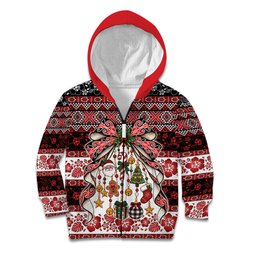 New Zealand Kowhaiwhai Taniko Christmas Bow Kid Hoodie Meri Kirihimete