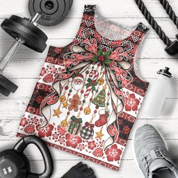 New Zealand Kowhaiwhai Taniko Christmas Bow Men Tank Top Meri Kirihimete
