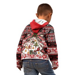 New Zealand Kowhaiwhai Taniko Christmas Bow Kid Hoodie Meri Kirihimete