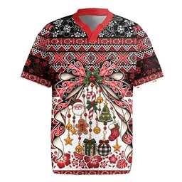 New Zealand Kowhaiwhai Taniko Christmas Bow Rugby Jersey Meri Kirihimete