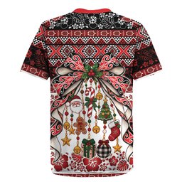 New Zealand Kowhaiwhai Taniko Christmas Bow Rugby Jersey Meri Kirihimete