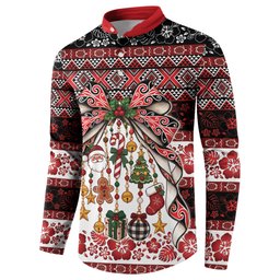 New Zealand Kowhaiwhai Taniko Christmas Bow Button Sweatshirt Meri Kirihimete