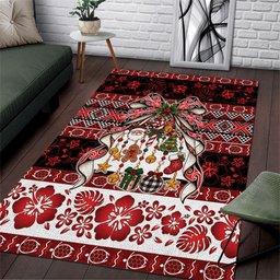 New Zealand Kowhaiwhai Taniko Christmas Bow Area Rug Meri Kirihimete