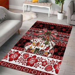 New Zealand Kowhaiwhai Taniko Christmas Bow Area Rug Meri Kirihimete