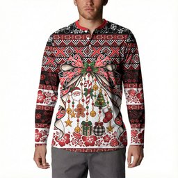 New Zealand Kowhaiwhai Taniko Christmas Bow Button Sweatshirt Meri Kirihimete