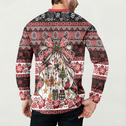 New Zealand Kowhaiwhai Taniko Christmas Bow Button Sweatshirt Meri Kirihimete