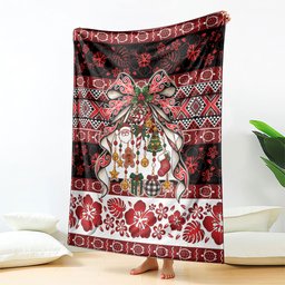 New Zealand Kowhaiwhai Taniko Christmas Bow Blanket Meri Kirihimete