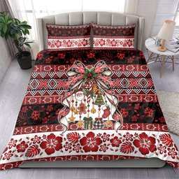 New Zealand Kowhaiwhai Taniko Christmas Bow Bedding Set Meri Kirihimete