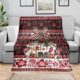 New Zealand Kowhaiwhai Taniko Christmas Bow Blanket Meri Kirihimete
