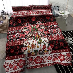 New Zealand Kowhaiwhai Taniko Christmas Bow Bedding Set Meri Kirihimete