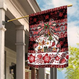 New Zealand Kowhaiwhai Taniko Christmas Bow Garden Flag Meri Kirihimete