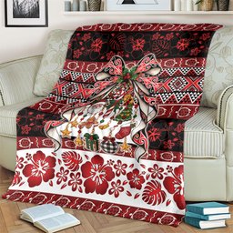 New Zealand Kowhaiwhai Taniko Christmas Bow Blanket Meri Kirihimete