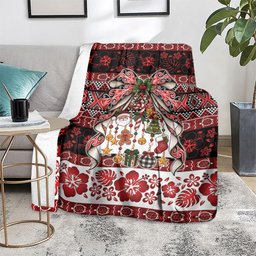New Zealand Kowhaiwhai Taniko Christmas Bow Blanket Meri Kirihimete