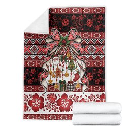 New Zealand Kowhaiwhai Taniko Christmas Bow Blanket Meri Kirihimete