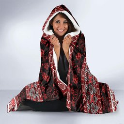 New Zealand Kowhaiwhai Taniko Christmas Bow Hooded Blanket Meri Kirihimete