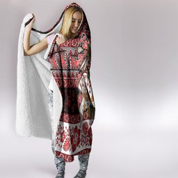 New Zealand Kowhaiwhai Taniko Christmas Bow Hooded Blanket Meri Kirihimete