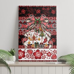 New Zealand Kowhaiwhai Taniko Christmas Bow Canvas Wall Art Meri Kirihimete