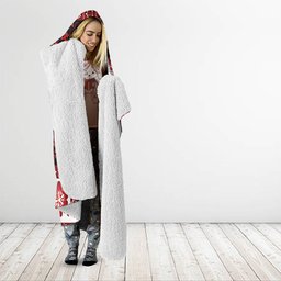 New Zealand Kowhaiwhai Taniko Christmas Bow Hooded Blanket Meri Kirihimete