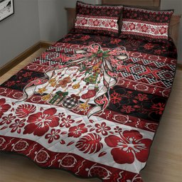 New Zealand Kowhaiwhai Taniko Christmas Bow Quilt Bed Set Meri Kirihimete