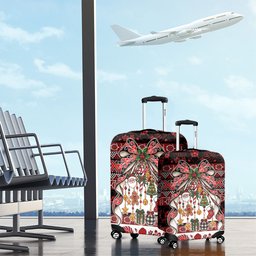 New Zealand Kowhaiwhai Taniko Christmas Bow Luggage Cover Meri Kirihimete