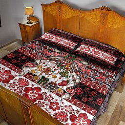 New Zealand Kowhaiwhai Taniko Christmas Bow Quilt Bed Set Meri Kirihimete
