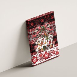 New Zealand Kowhaiwhai Taniko Christmas Bow Canvas Wall Art Meri Kirihimete