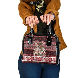 New Zealand Kowhaiwhai Taniko Christmas Bow Shoulder Handbag Meri Kirihimete