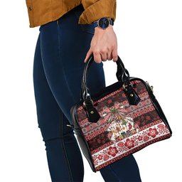 New Zealand Kowhaiwhai Taniko Christmas Bow Shoulder Handbag Meri Kirihimete