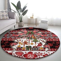 New Zealand Kowhaiwhai Taniko Christmas Bow Round Carpet Meri Kirihimete